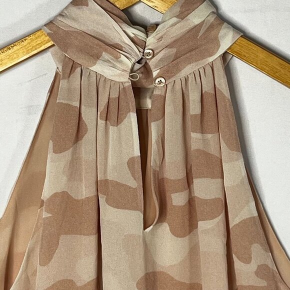 Joie Turtleneck‎ Camouflage Camo Sleeveless Blouse Silk Pink Size Medium - Picture 8 of 10